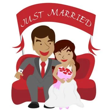 Just married couple Stock Illustration