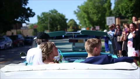 Just Married Drive Away Stock Footage 170718465
