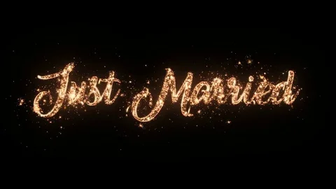 Just Married greeting text isolated on black Stock Footage 85068249