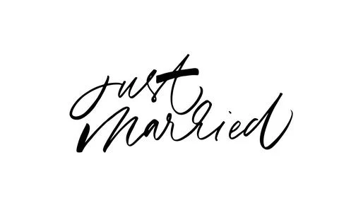 Just Married hand drawn vector brush calligraphy. Stock Illustration