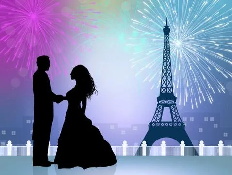 Just Married in Paris Stock-Illustration