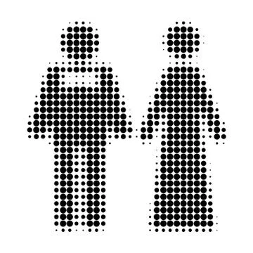 Just Married Persons Halftone Dotted Icon Stock Illustration