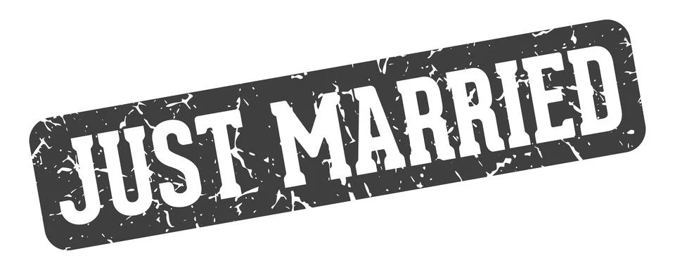 Just married rectangular sign. just married stamp Stock Illustration