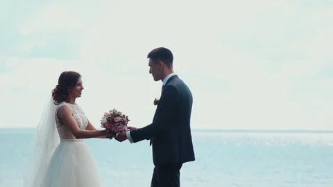 Just married in slow motion Stock Footage 81987288