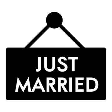 Just married solid icon. Plank just married illustration isolated on white Illustrazione stock
