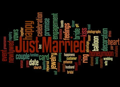 Just Married, word cloud concept Illustrazione stock