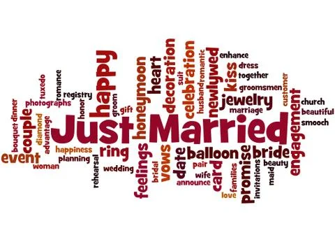 Just Married, word cloud concept Stock Illustration