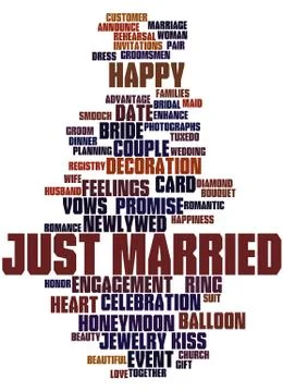 Just Married, word cloud concept Illustrazione stock