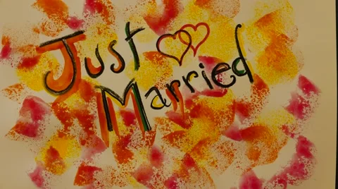 Just Married writing Video stock 61188773