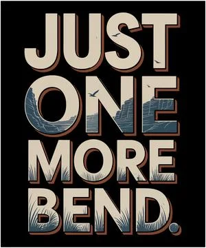 Just-one-more-bend-mountain-landscape-graphic-design-for-adventure-seekers Stock Illustration