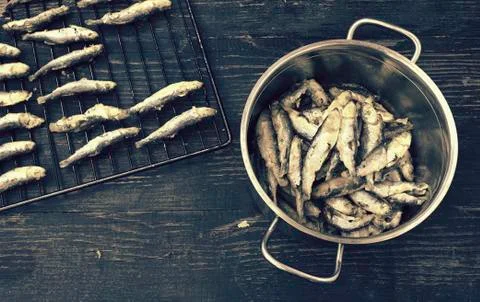 Just prepared sardines Foto stock