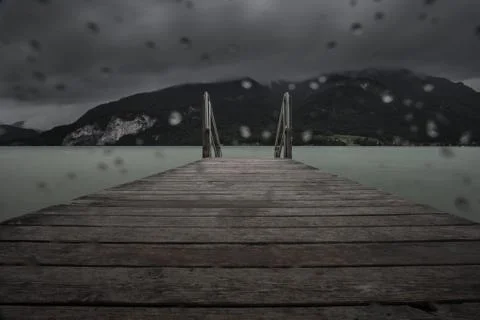 Just rain and clouds at the Lake Millstatt Stock Photos