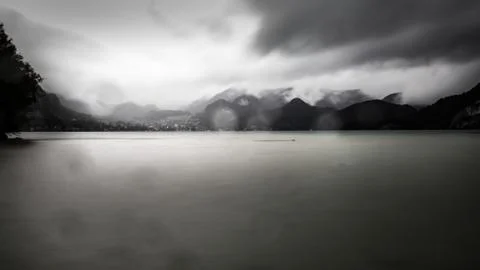 Just rain and clouds at the Lake Millstatt Stock Photos