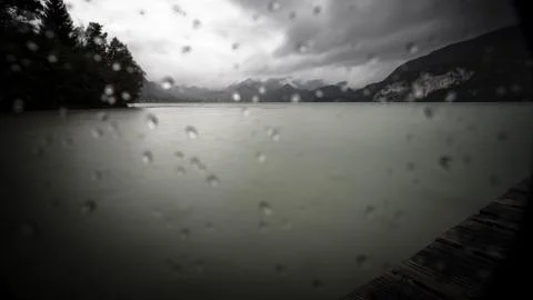Just rain and clouds at the Lake Millstatt Stock Photos