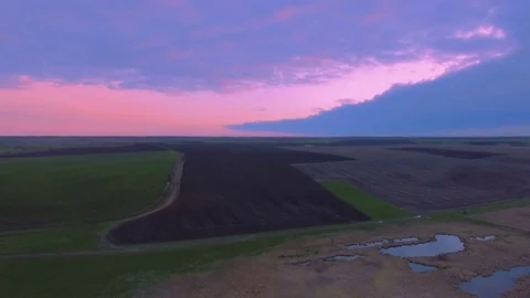 Just sown field. Spring and elite fertile black soil Stock Footage 74631983