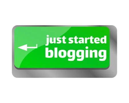 Just started blogging . Close up of keyboard, enter computer key. Stock Illustration