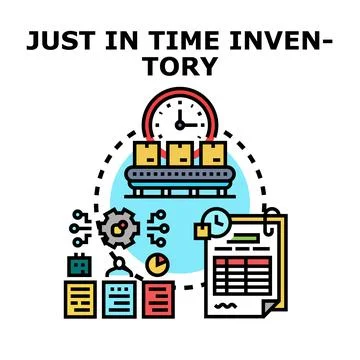 Just in time inventory management system process concept Stock Illustration