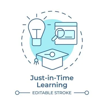 Just-in-time learning soft blue concept icon Stock Illustration