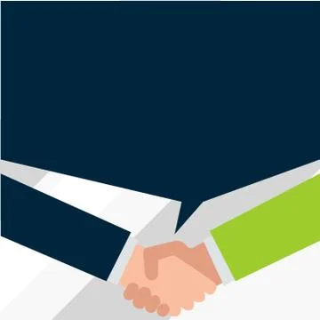 Just two men hands shanking showing agreement sharing blank speech bubble with Stock Illustration