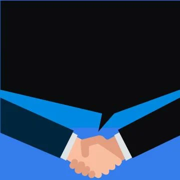 Just two men hands shanking showing agreement sharing blank speech bubble with Stock Illustration