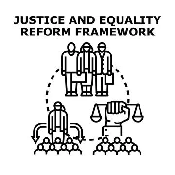 Justice and equality reform framework for diverse people Stock Illustration