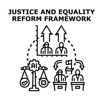 Justice and equality reform framework using artificial intelligence Stockillustratie