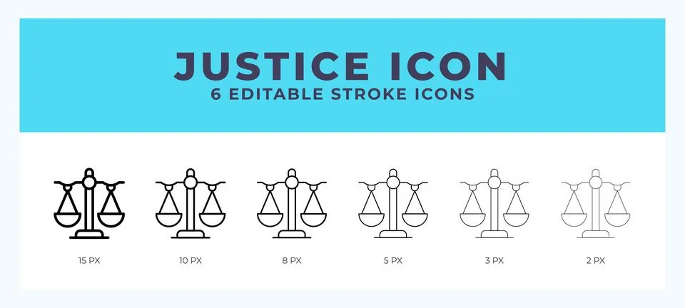 Justice icon with different stroke. Editable stroke. Vector illustration. Stock Illustration