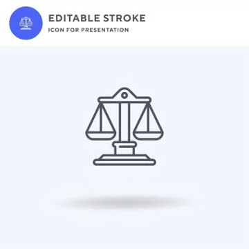 Justice icon vector, filled flat sign, solid pictogram isolated on white, log Illustrazione stock