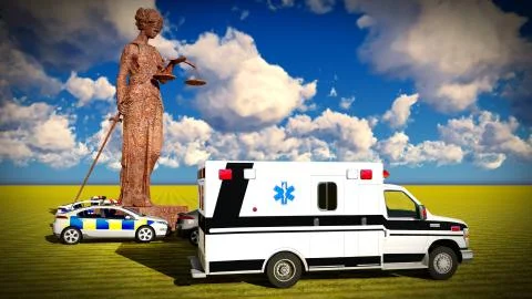 Justice in medicine 3d rendering Stock Illustration