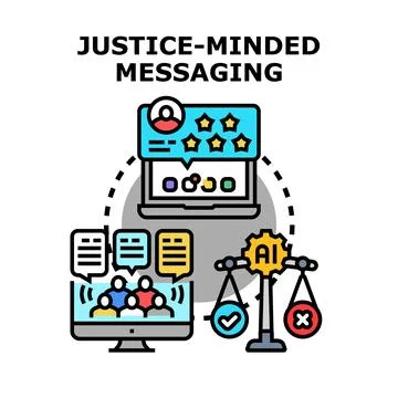 Justice minded messaging concepts guiding ethical communication Illustrazione stock