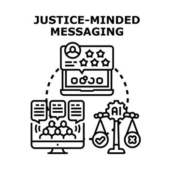 Justice minded messaging concepts guiding ethical communication Stock Illustration