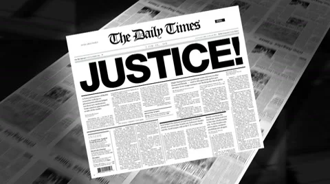 Justice! - Newspaper Headline (Intro + Loops) Stock Footage