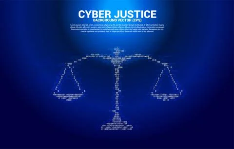 Justice scale from one and zero binary code digit matrix style. Background Co Stock Illustration