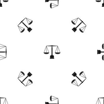 Justice scale pattern seamless black Stock Illustration