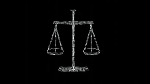 Justice Scales Designed with Random Pencil Strokes on Black Stock Footage 286147515