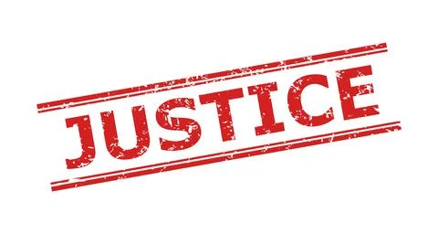 JUSTICE Stamp with Corroded Texture and Double Parallel Lines Stock Illustration