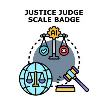 Justice system with artificial intelligence deciding right and wrong 库存插图