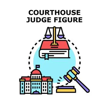 Justice system elements illustrating law and legal concepts Stock Illustration