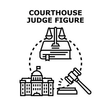 Justice system elements illustrating law and legal concepts Stockillustratie