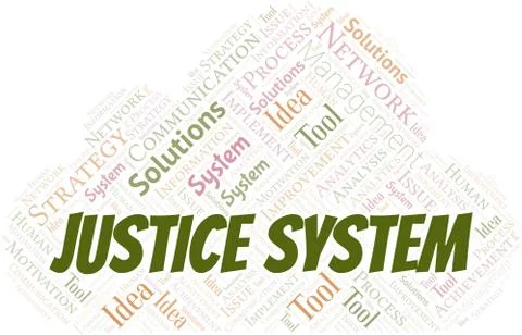 Justice System typography vector word cloud. Stock Illustration