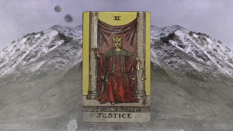 Justice tarot card slams down, rises up to the sky - loop (11) HD Stock Footage 151670535
