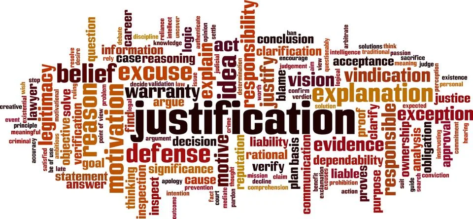 Justification word cloud Stock Illustration
