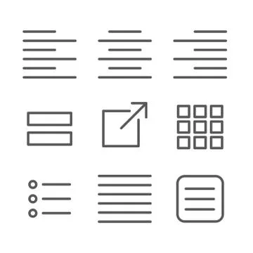 Justified type icon set - left justified, right justified, full, and centered Stock Illustration