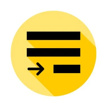 Justify text outline icon in long shadow style Stock Illustration