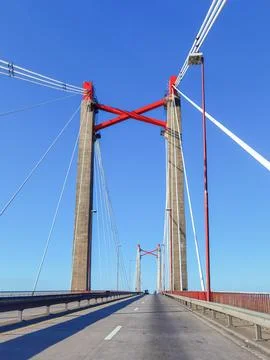 The Justo José De Urquiza Bridge over the River, Argentina. Stock Photos