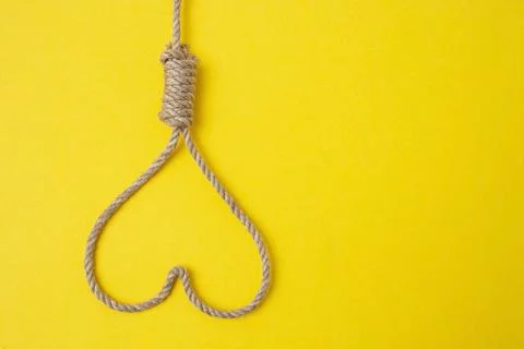 Jute rope forming a heart from a hangman noose Stock Photos