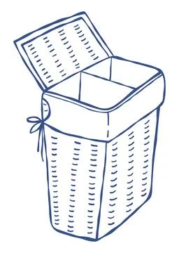 Jute Storage Basket for Laundry. Large Open Woven Organizer for Home Organi.. Stock Illustration