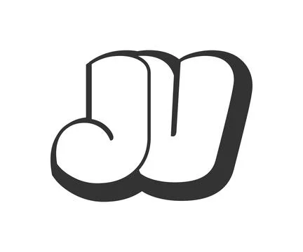 JV logo, bubble comic lettering, rounded in graffiti style black and white .. Stock Illustration