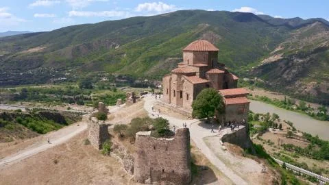Jvari monastery and Mtskheta ancient capital of Georgia Stock Photos