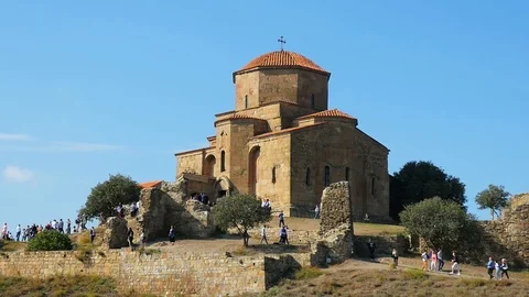 Jvari Monastery in historic town of Mtskheta, Georgia Stock Footage 98645383